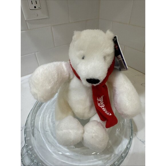 Coca Cola Polar Bear, Coke Plush Toy, 2014 Coca Cola 7" inch White Bear - Picture 1 of 11